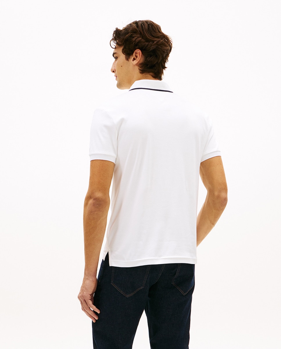 Polo Liso de Manga Curta em Tecido Liquid Cotton Branco-2