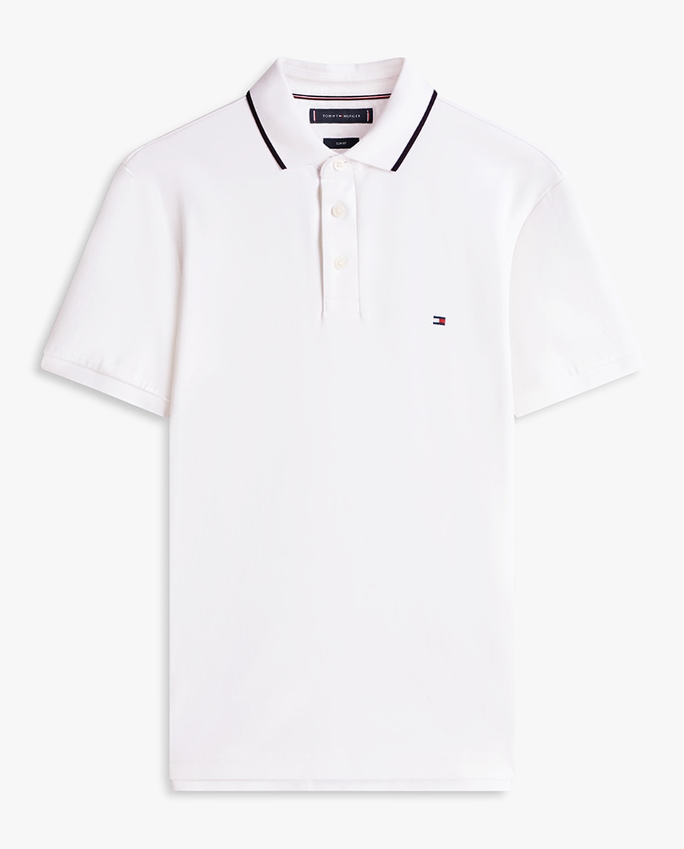 Polo Liso de Manga Curta em Tecido Liquid Cotton Branco-4