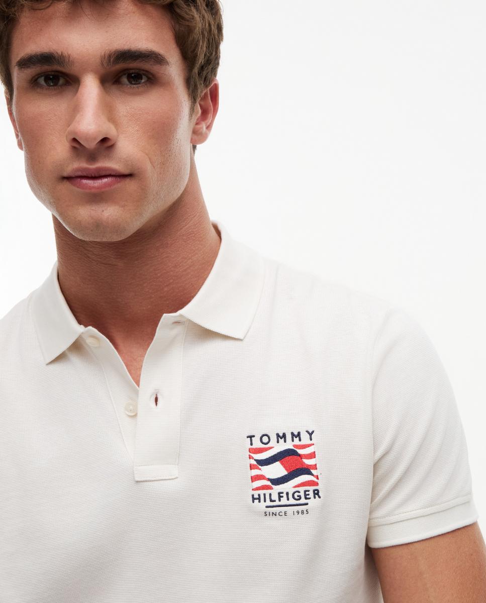 Polo de caballero con bandera ondeando bordada - Tommy Hilfiger - Blanco Blanco-3