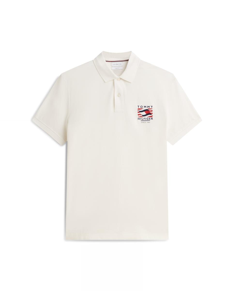 Polo de caballero con bandera ondeando bordada - Tommy Hilfiger - Blanco Blanco-4