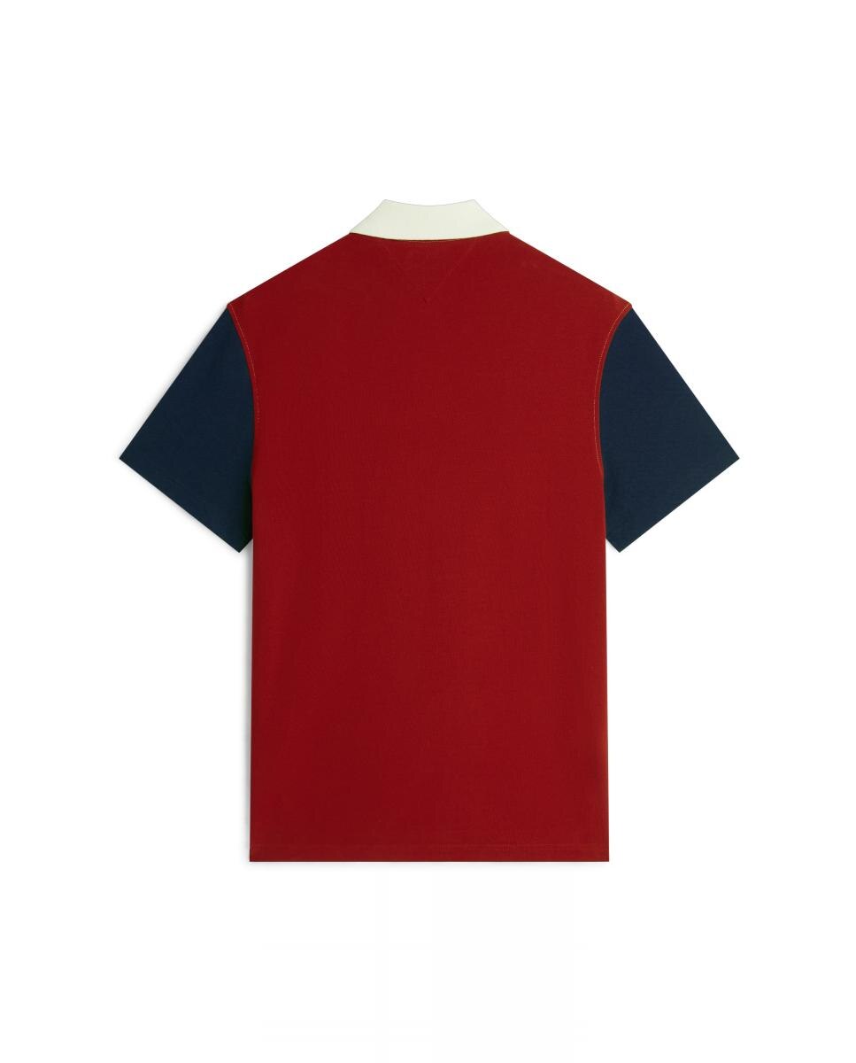 Polo de Color Block com Branding Bordado Branco-marfim-5