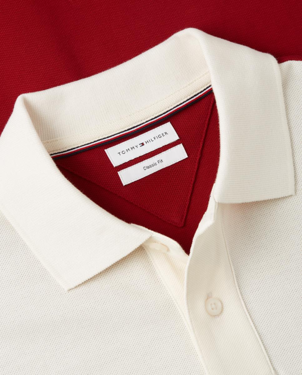 Polo de Color Block com Branding Bordado Branco-marfim-6