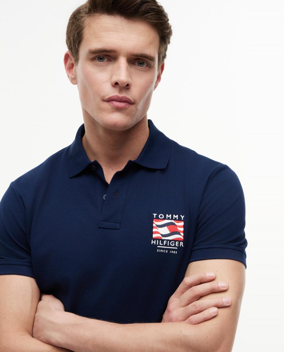 Polo de caballero con bandera ondeando bordada - Tommy Hilfiger - Azul marino Azul marino-3