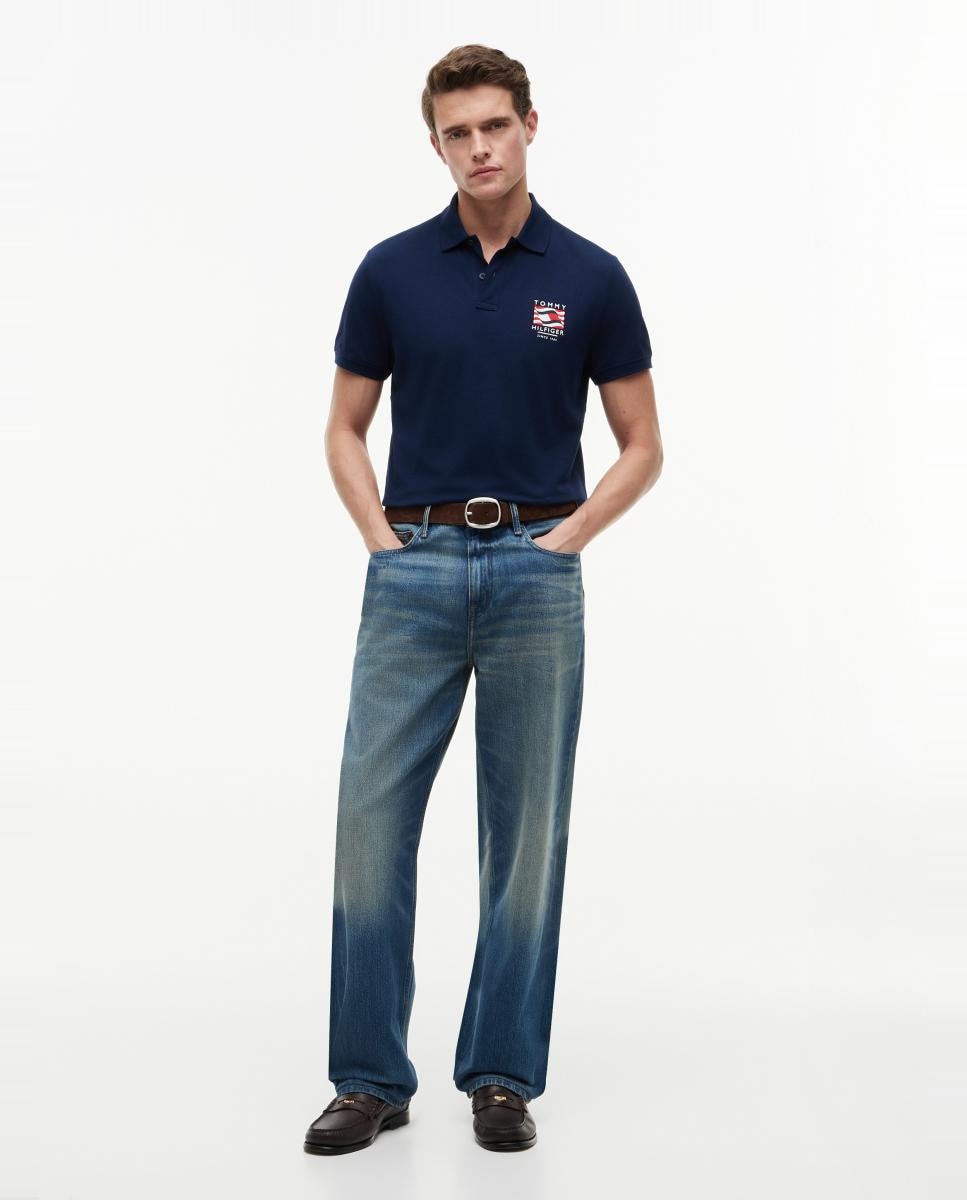 Polo de caballero con bandera ondeando bordada - Tommy Hilfiger - Azul marino Azul marino-4