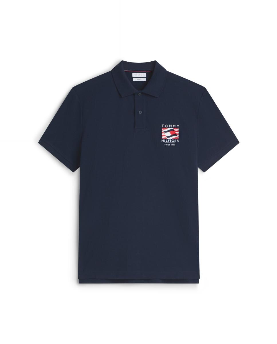 Polo de caballero con bandera ondeando bordada - Tommy Hilfiger - Azul marino Azul marino-5