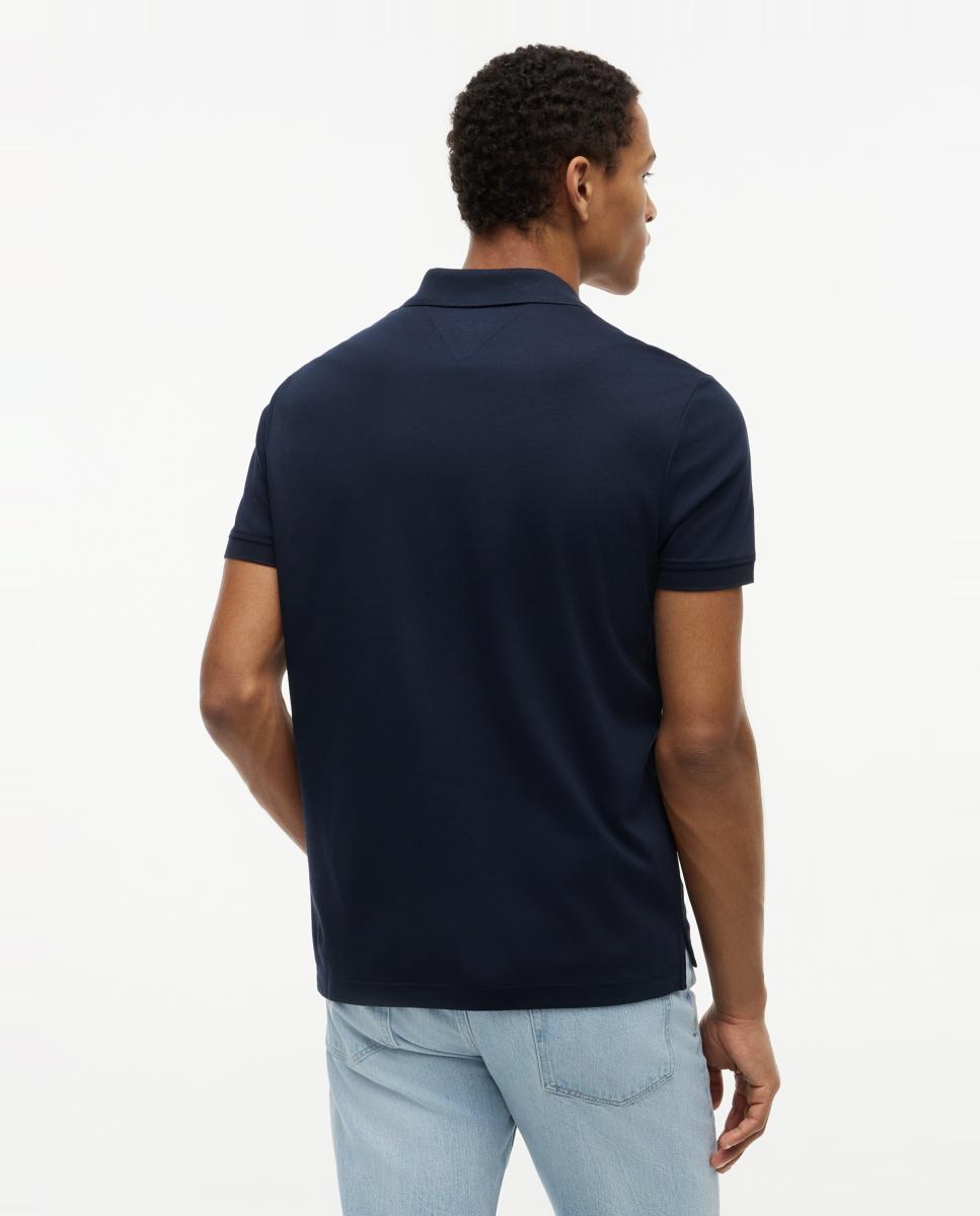 Polo de Manga Curta em Algodão Mercerizado com Fecho de Correr Azul-marinho-2