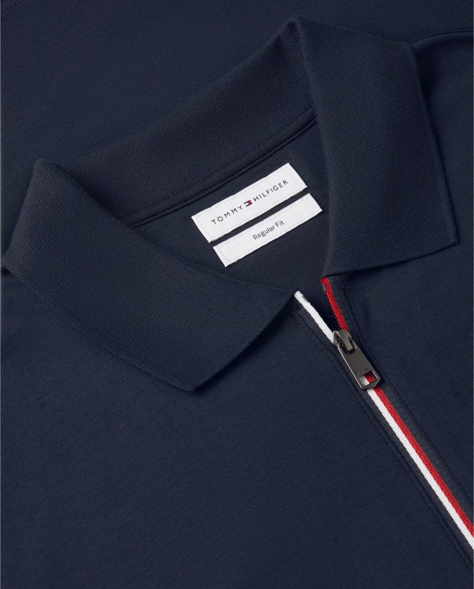 Polo de Manga Curta em Algodão Mercerizado com Fecho de Correr Azul-marinho-9