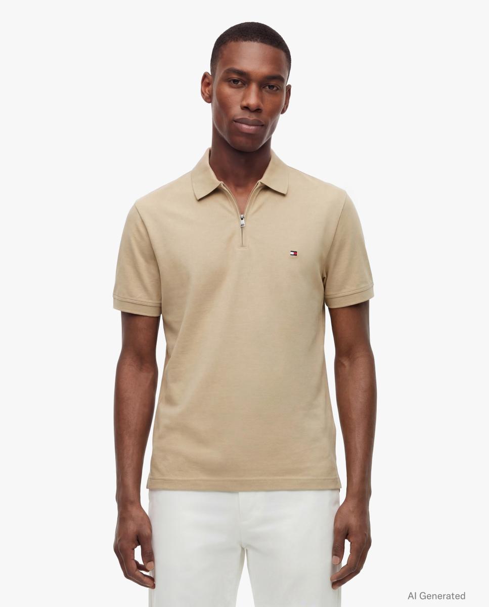 Imagen 1 de Polo manga corta de caballero en piqué mercerizado - Tommy Hilfiger - Beige Beige