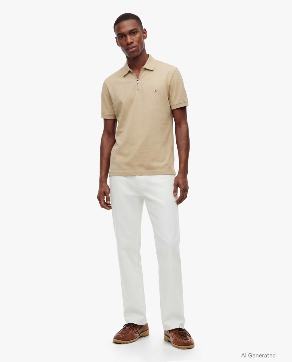 Imagen 7 de Polo manga corta de caballero en piqué mercerizado - Tommy Hilfiger - Beige Beige