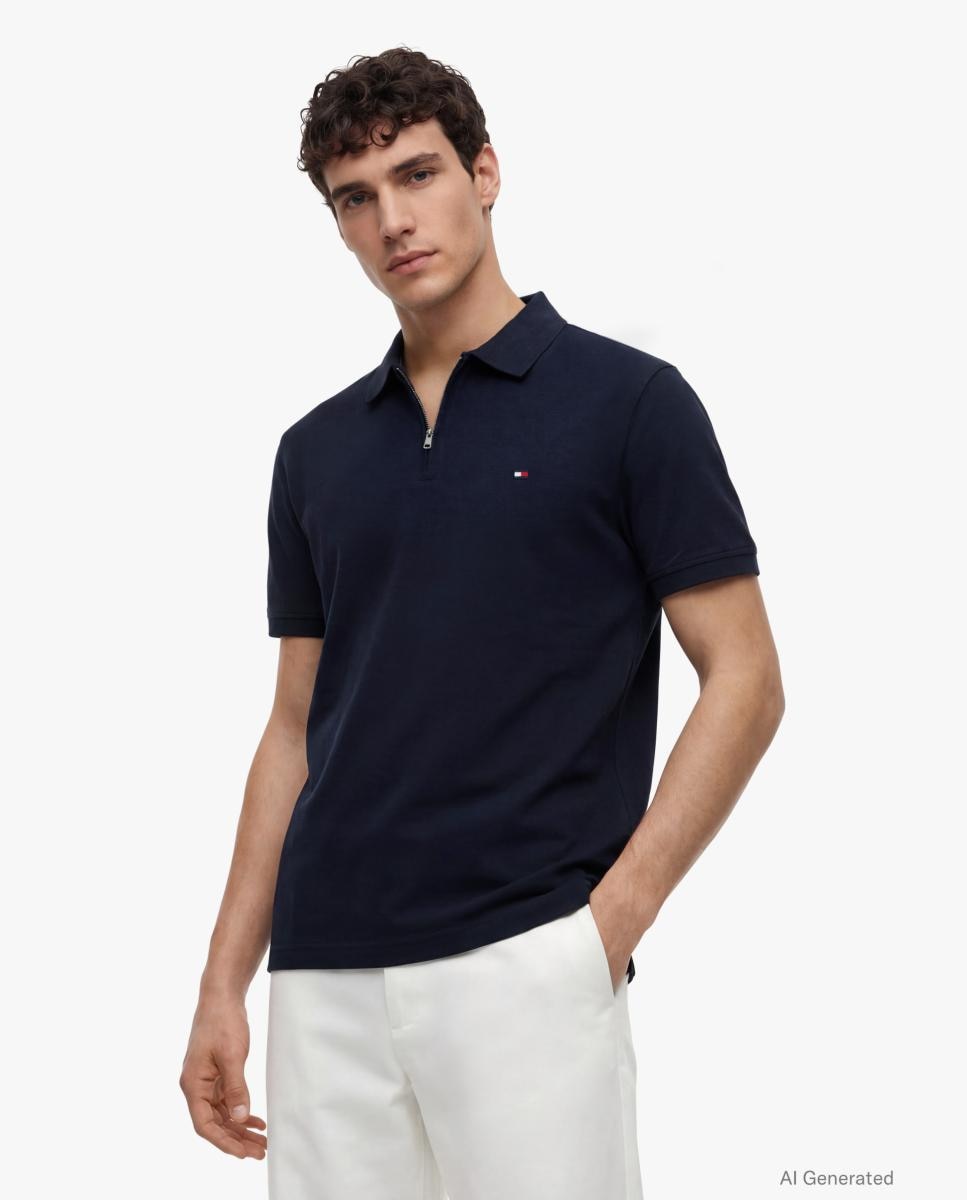 Imagen 1 de Polo manga corta de caballero en piqué mercerizado - Tommy Hilfiger - Azul marino Azul marino