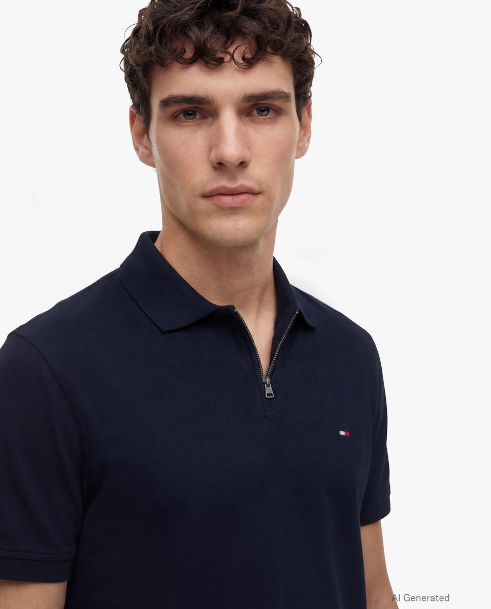 Imagen 3 de Polo manga corta de caballero en piqué mercerizado - Tommy Hilfiger - Azul marino Azul marino