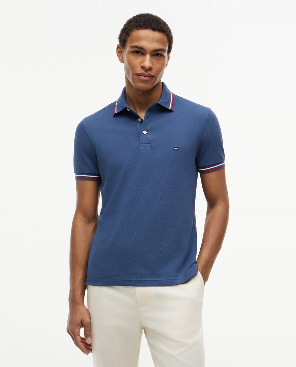 Polo de caballero de manga corta liso - Tommy Hilfiger - Azul índigo Azul índigo-1