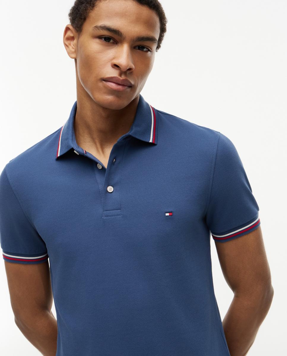 Polo de caballero de manga corta liso - Tommy Hilfiger - Azul índigo Azul índigo-3