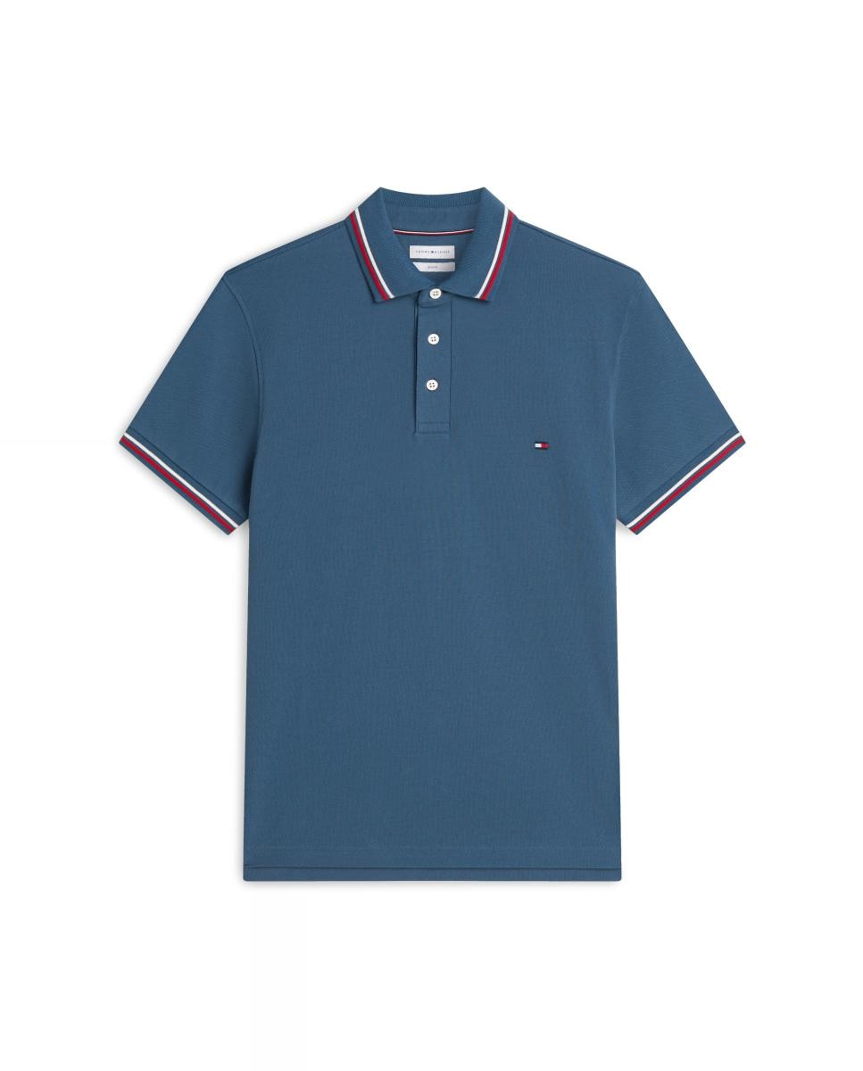Polo de caballero de manga corta liso - Tommy Hilfiger - Azul índigo Azul índigo-4