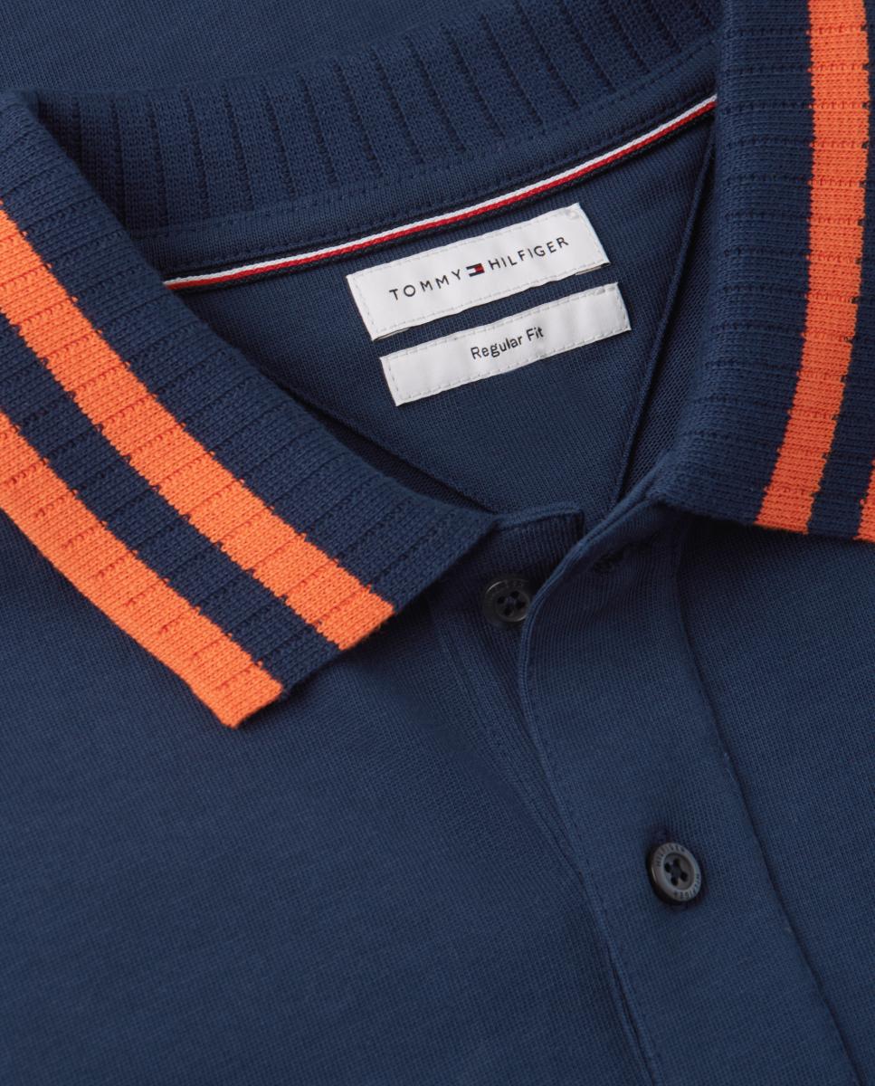 Imagen 4 de Polo de caballero con cuello a contraste y branding bordado - Tommy Hilfiger - Azul marino Azul marino