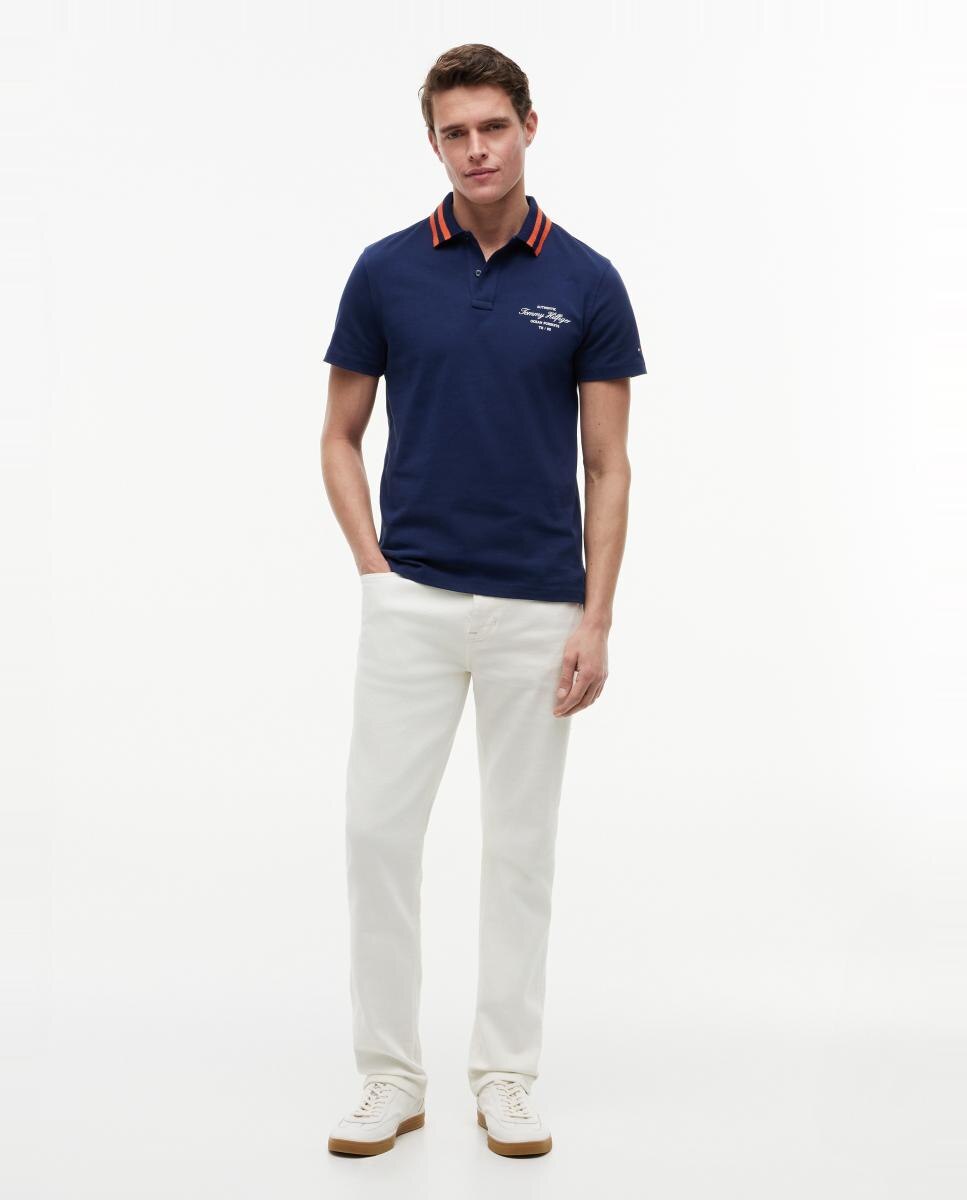 Imagen 7 de Polo de caballero con cuello a contraste y branding bordado - Tommy Hilfiger - Azul marino Azul marino
