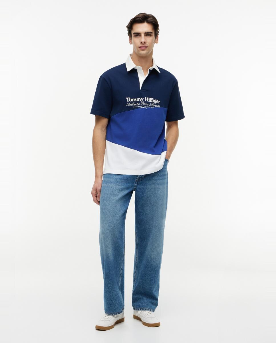 Polo de Color Block com Branding XL Impresso Azul-marinho-7