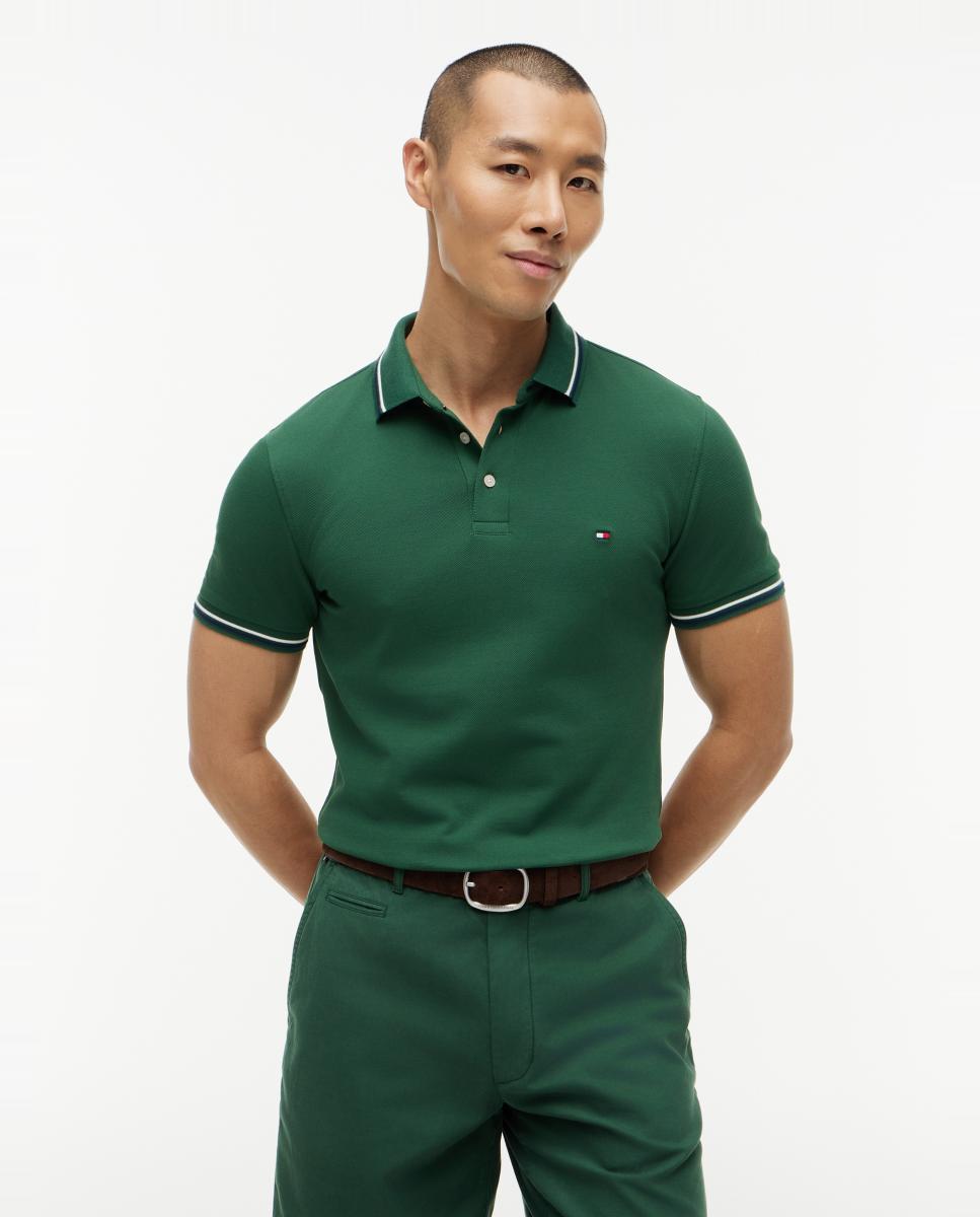 Imagen 0 de Polo de caballero de manga corta liso Verde oscuro