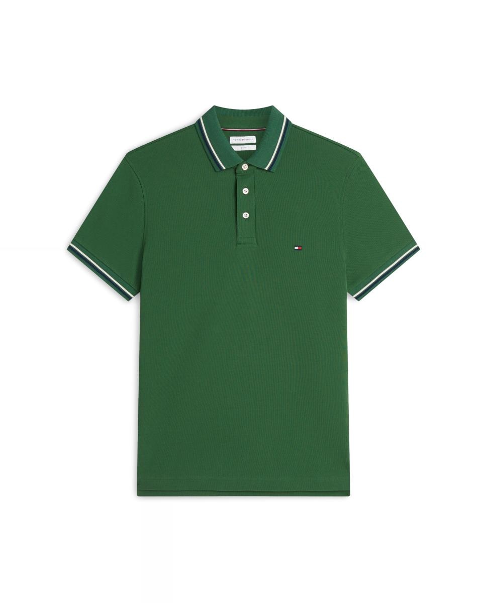 Polo de caballero de manga corta liso - Tommy Hilfiger - Verde oscuro Verde oscuro-4