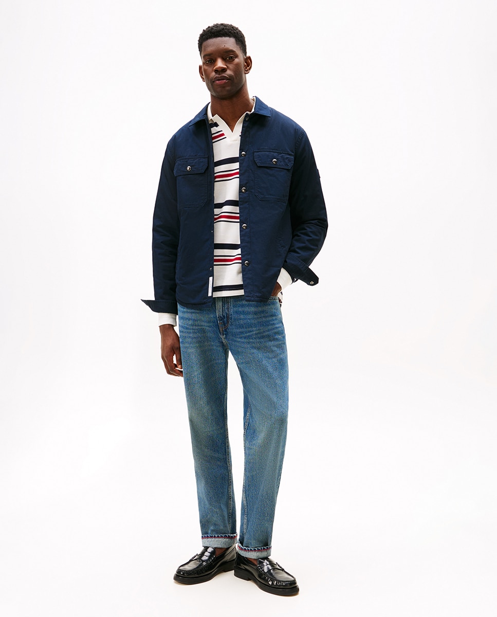 Sobrecamisa Lisa e Acolchoada Azul-marinho-5