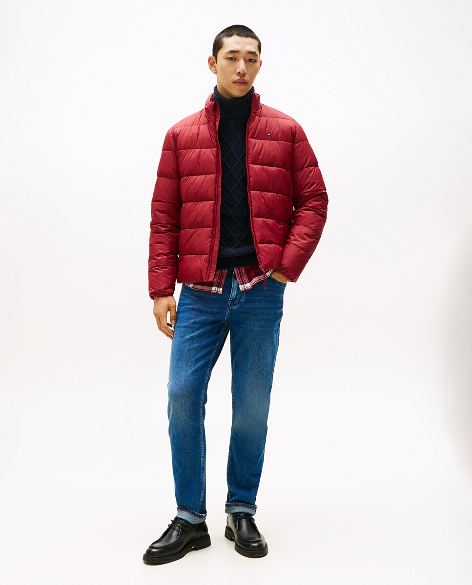 Blusão Acolchoado de Espessura Média Vermelho-5