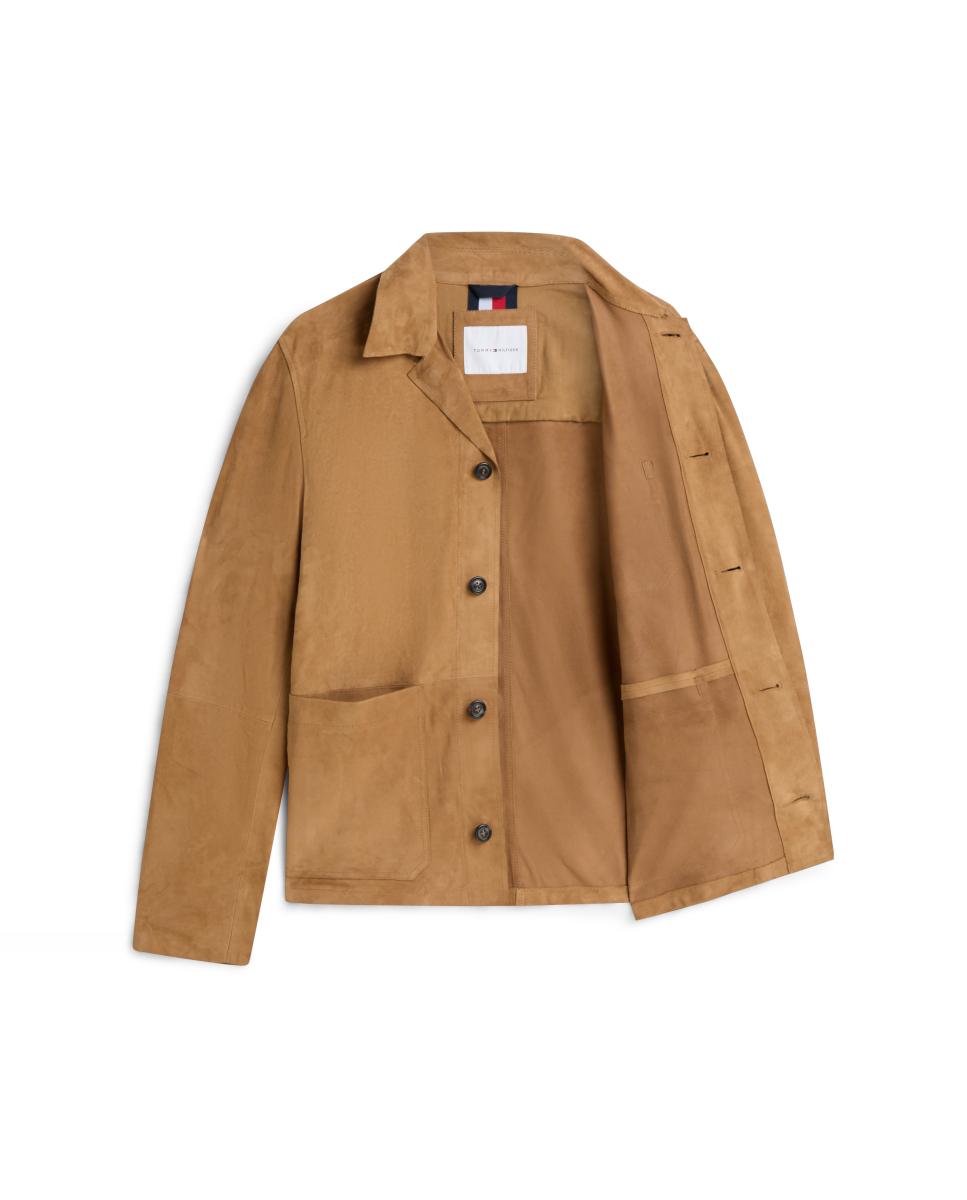 Casaco Tipo Sobrecamisa de Camurça Castanho-8