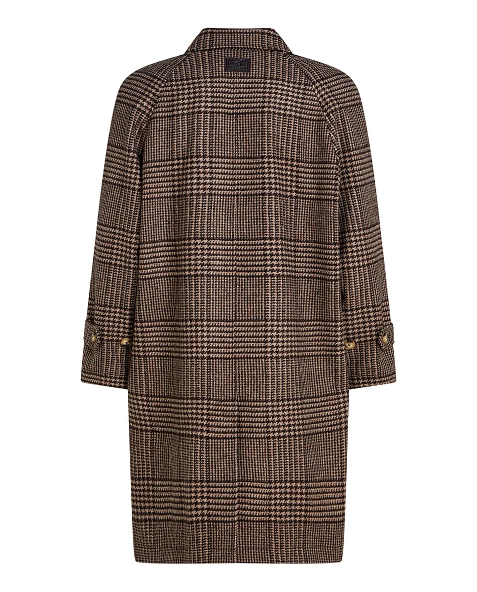 Sobretudo de Pano com Fecho de Botões Castanho-2