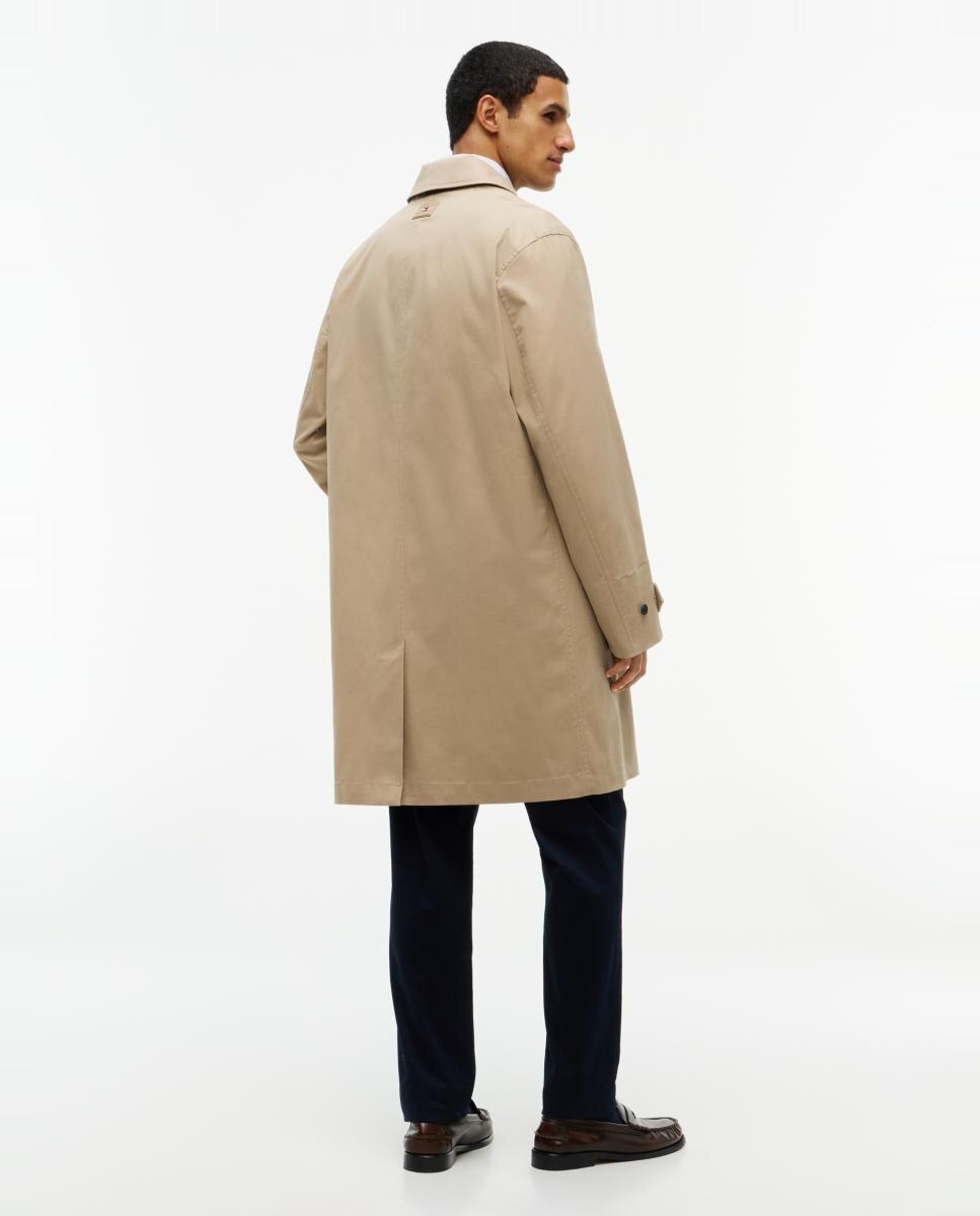 Gabardine com Fecho de Correr e Botões Bege-2