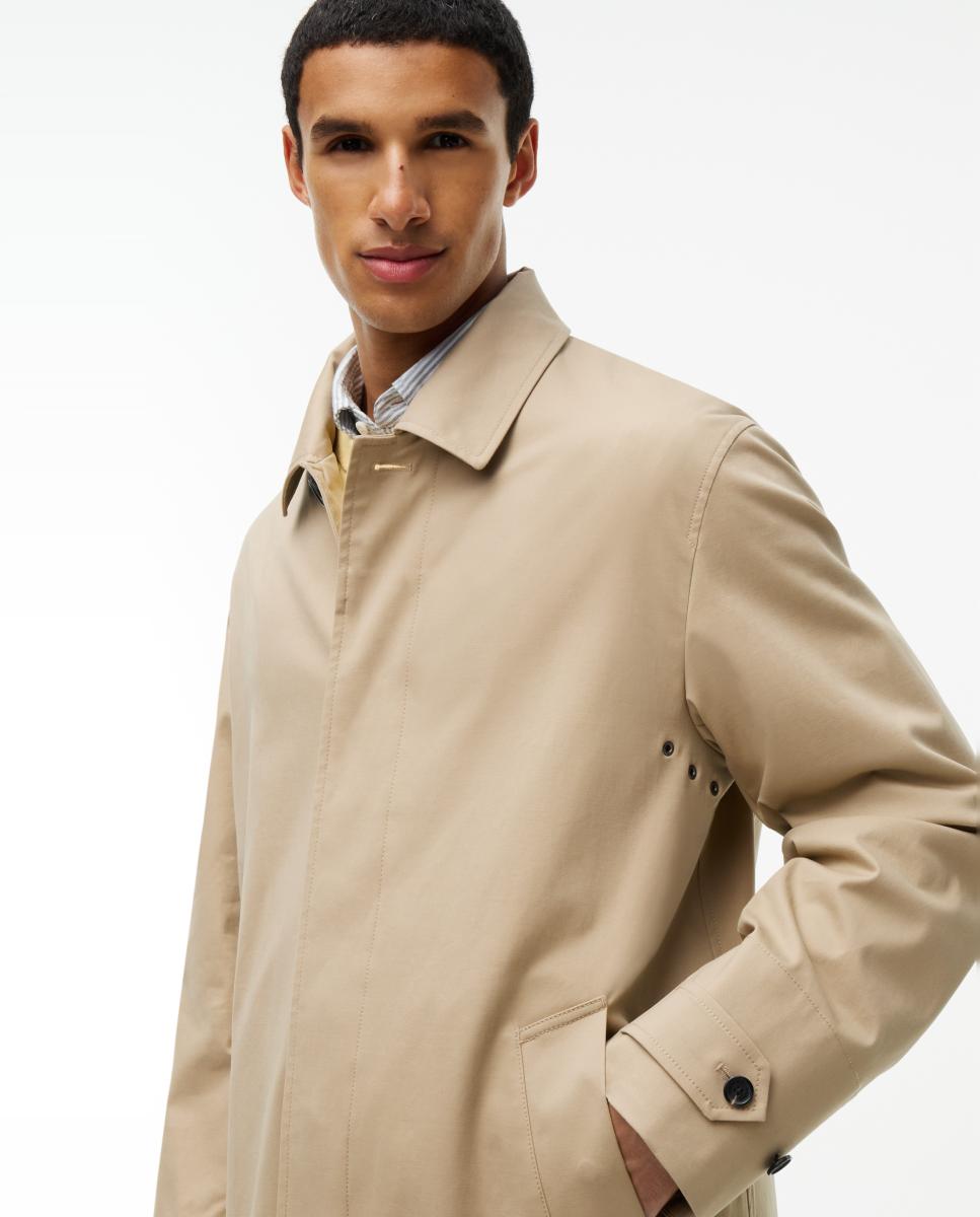 Gabardine com Fecho de Correr e Botões Bege-3