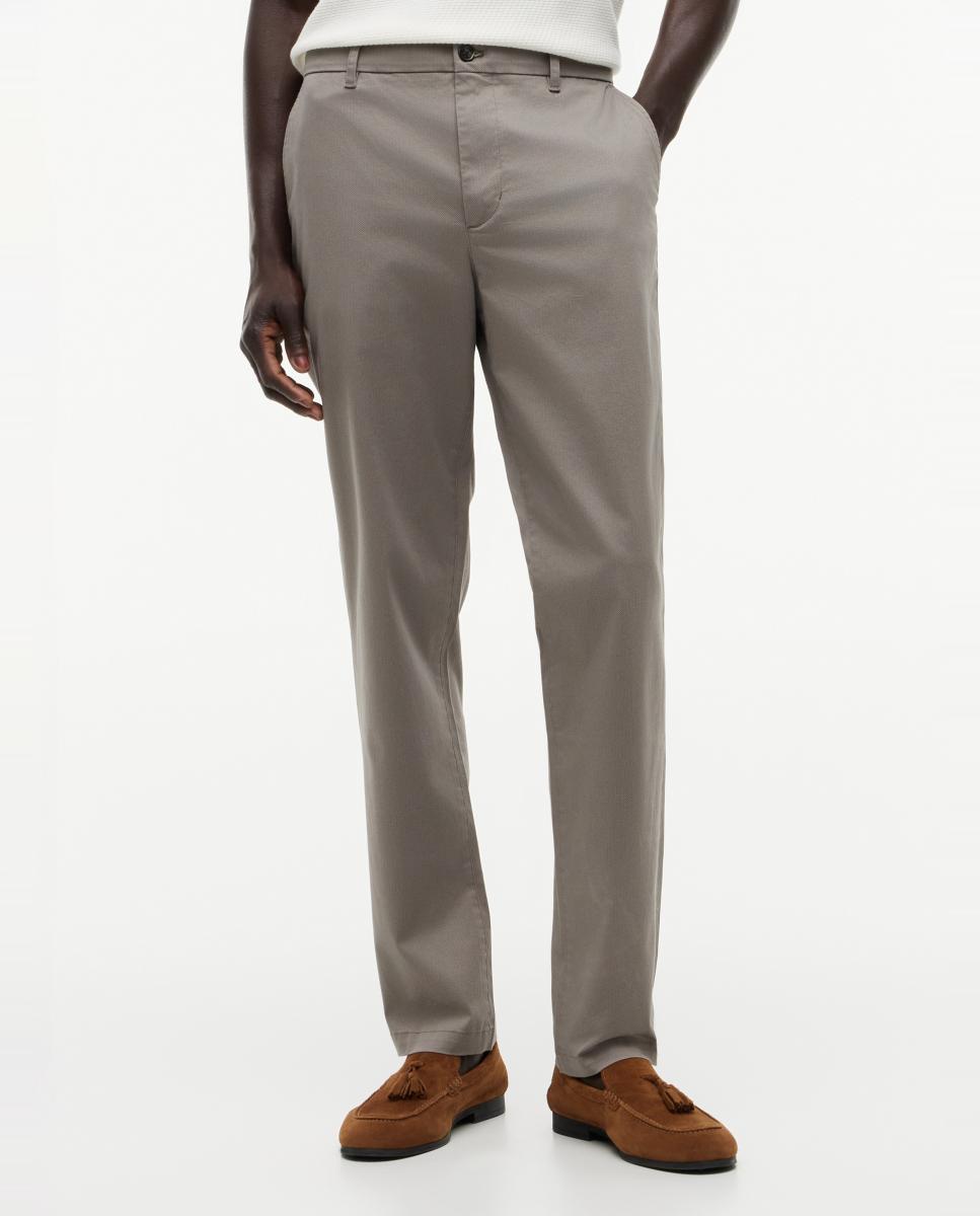 Calças Chino Denton Fit com Estrutura Estampada Cinzento-2