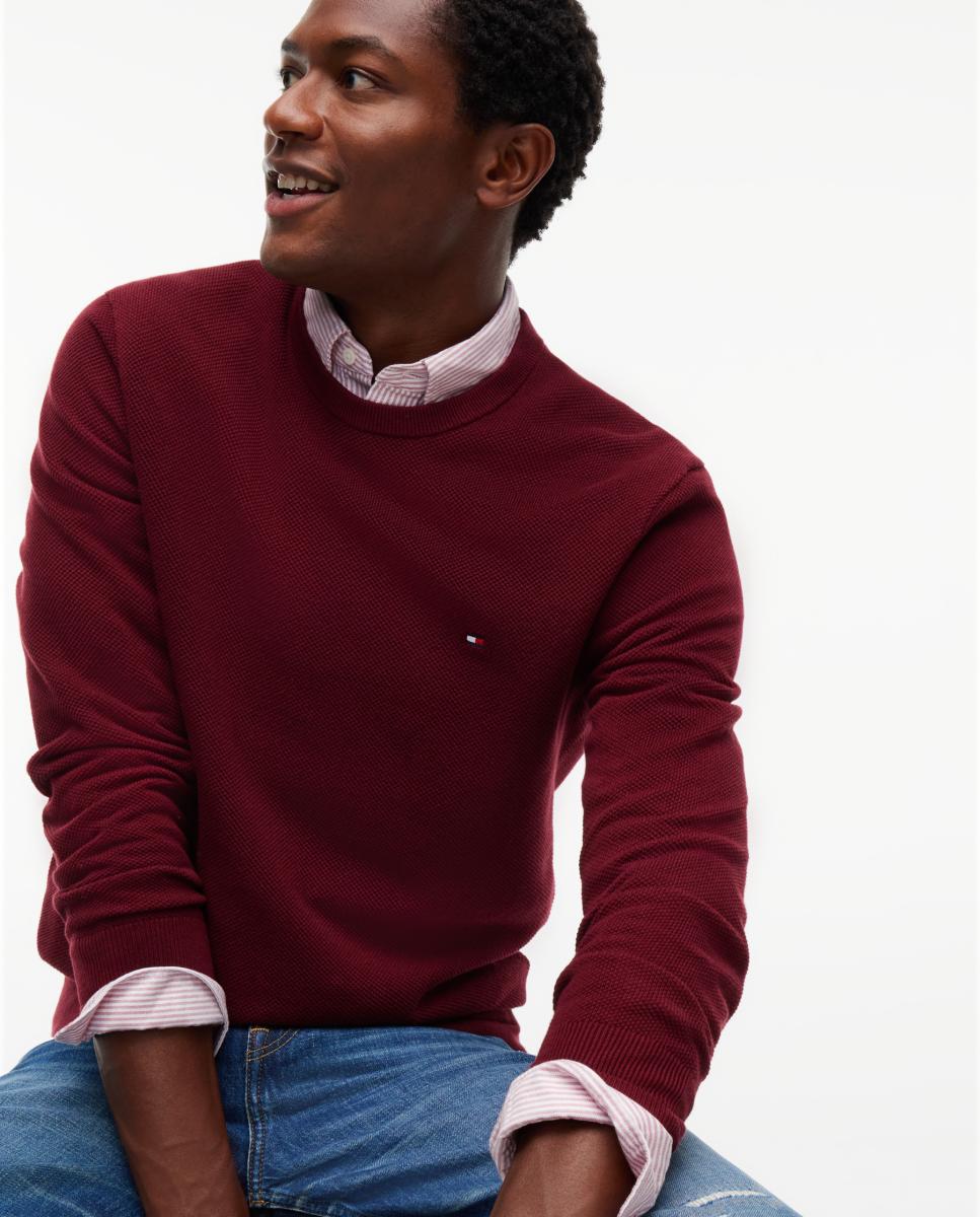 Jersey de hombre de estructura - Tommy Hilfiger - Burdeos Burdeos-3