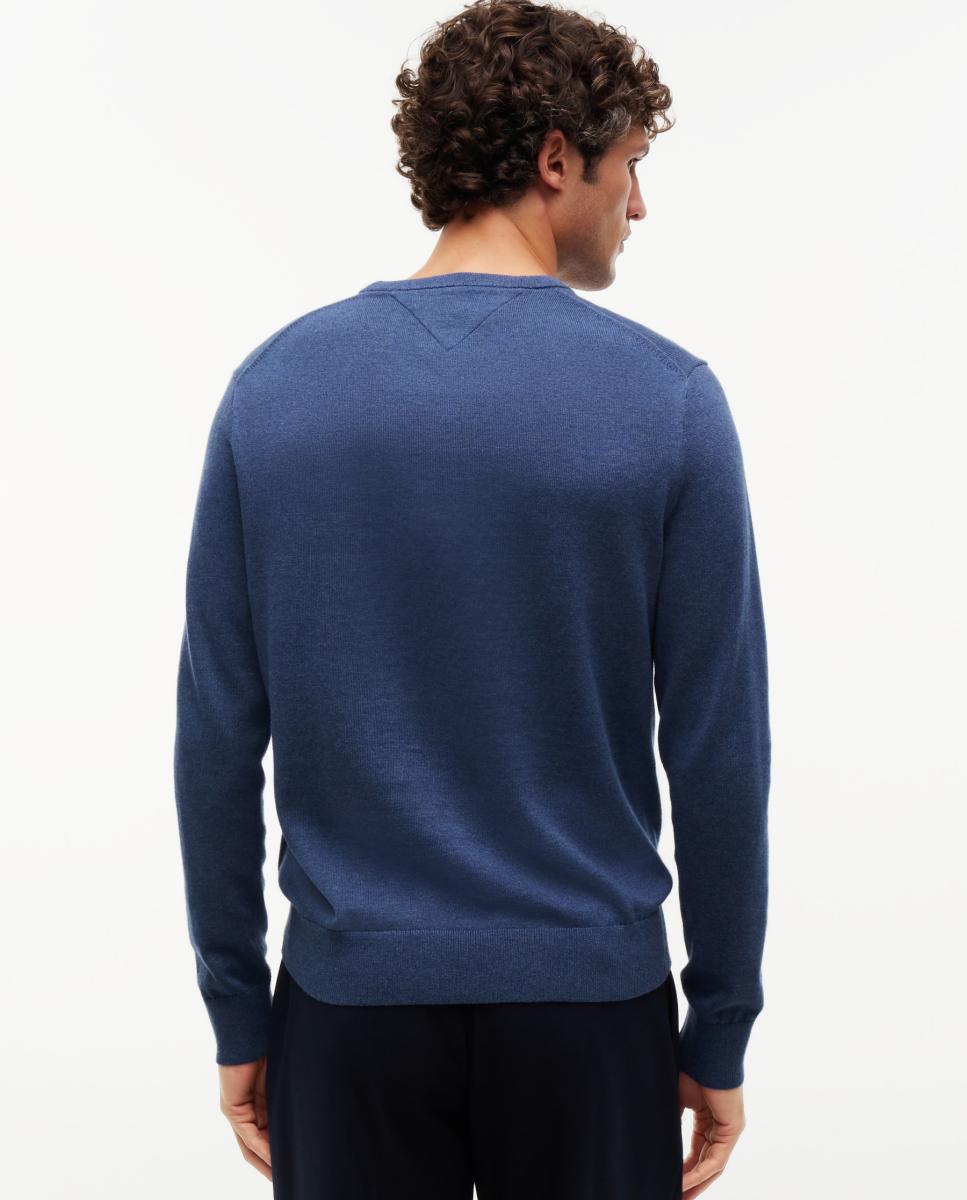 Jersey de caballero con cuello redondo liso - Tommy Hilfiger - Azul índigo Azul índigo-2