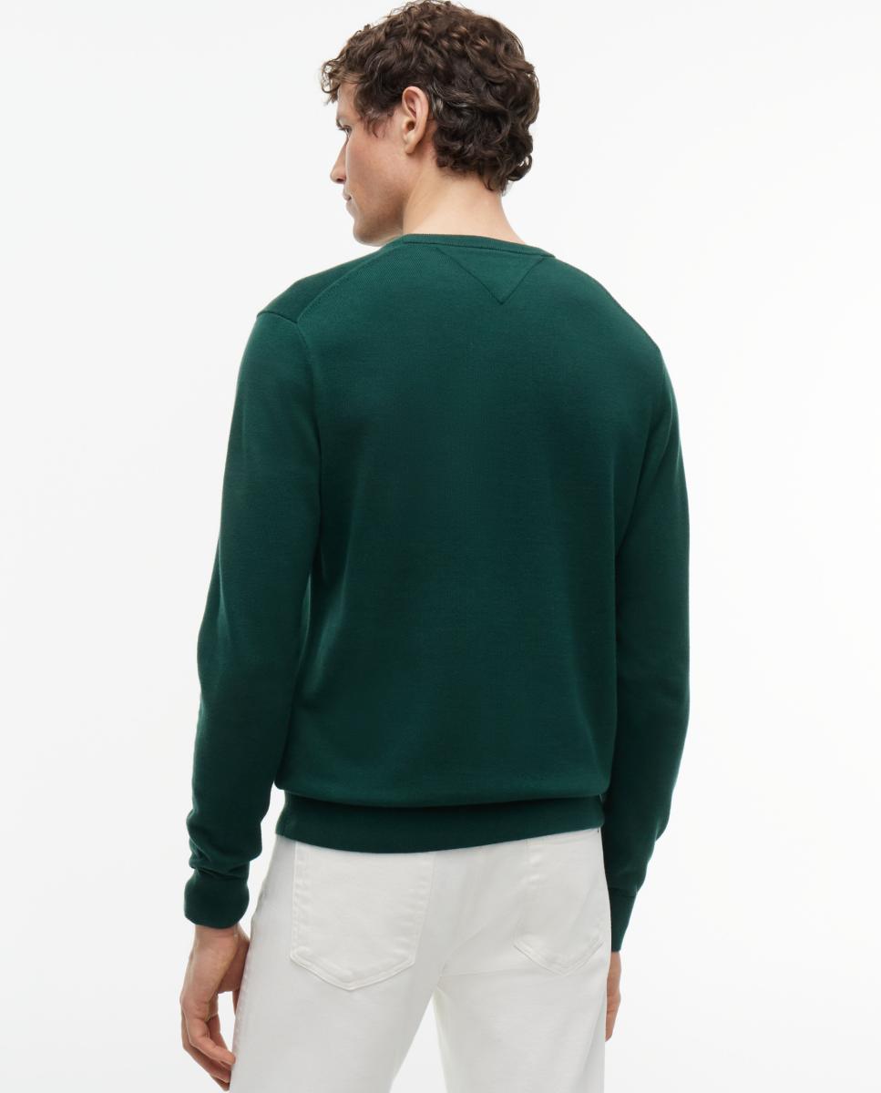 Jersey de caballero con cuello redondo liso - Tommy Hilfiger - Verde Verde-2