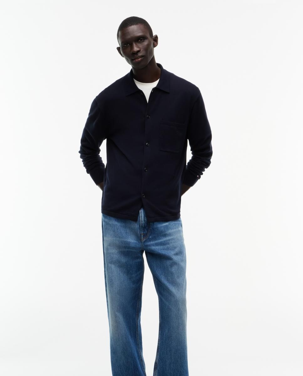 Sobrecamisa de Malha Lisa Azul-marinho-5