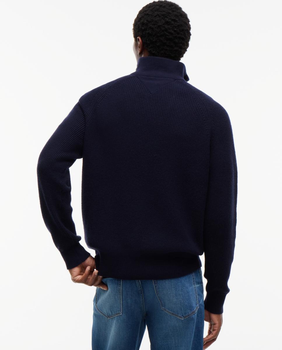 Jersey de caballero de canalé con cierre de media cremallera - Tommy Hilfiger - Azul marino Azul marino-2