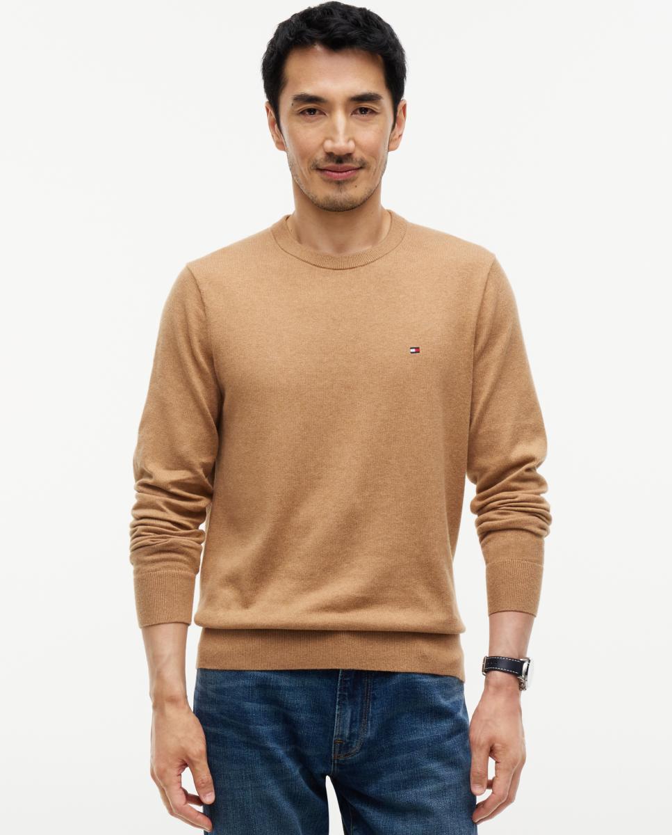 Jersey de caballero con cuello redondo estampado - Tommy Hilfiger - Beige Beige-1