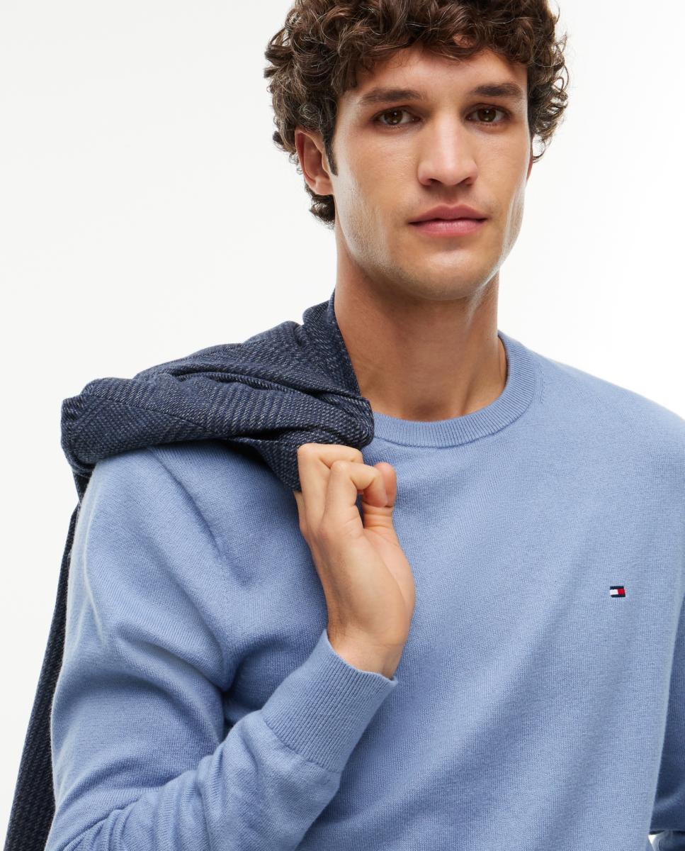 Jersey de caballero con cuello redondo estampado - Tommy Hilfiger - Azul Azul-3