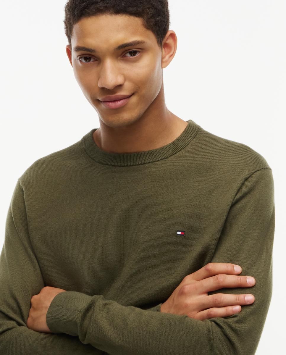 Jersey de caballero con cuello redondo estampado - Tommy Hilfiger - Verde Verde-3