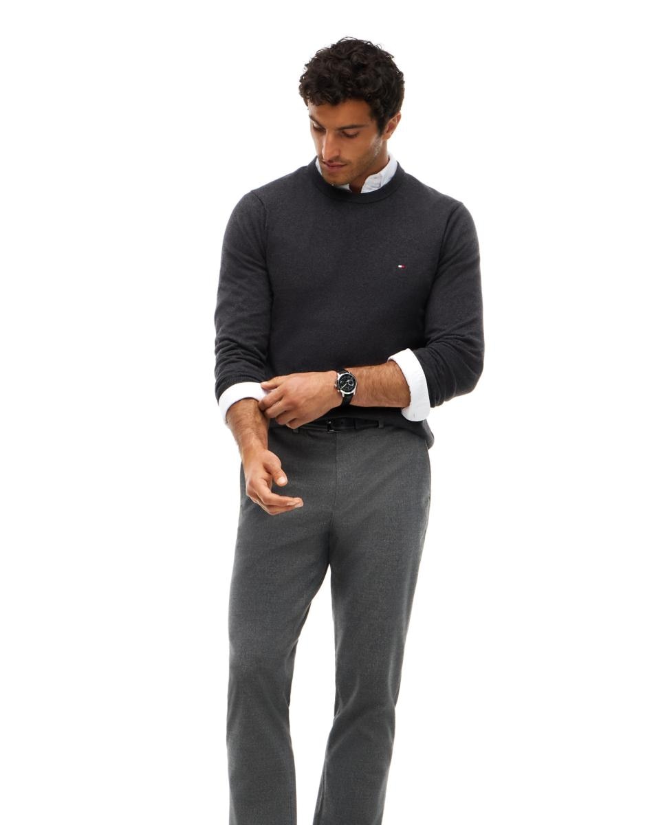 Camisola de Malha com Gola Redonda e Estampado Cinzento-5