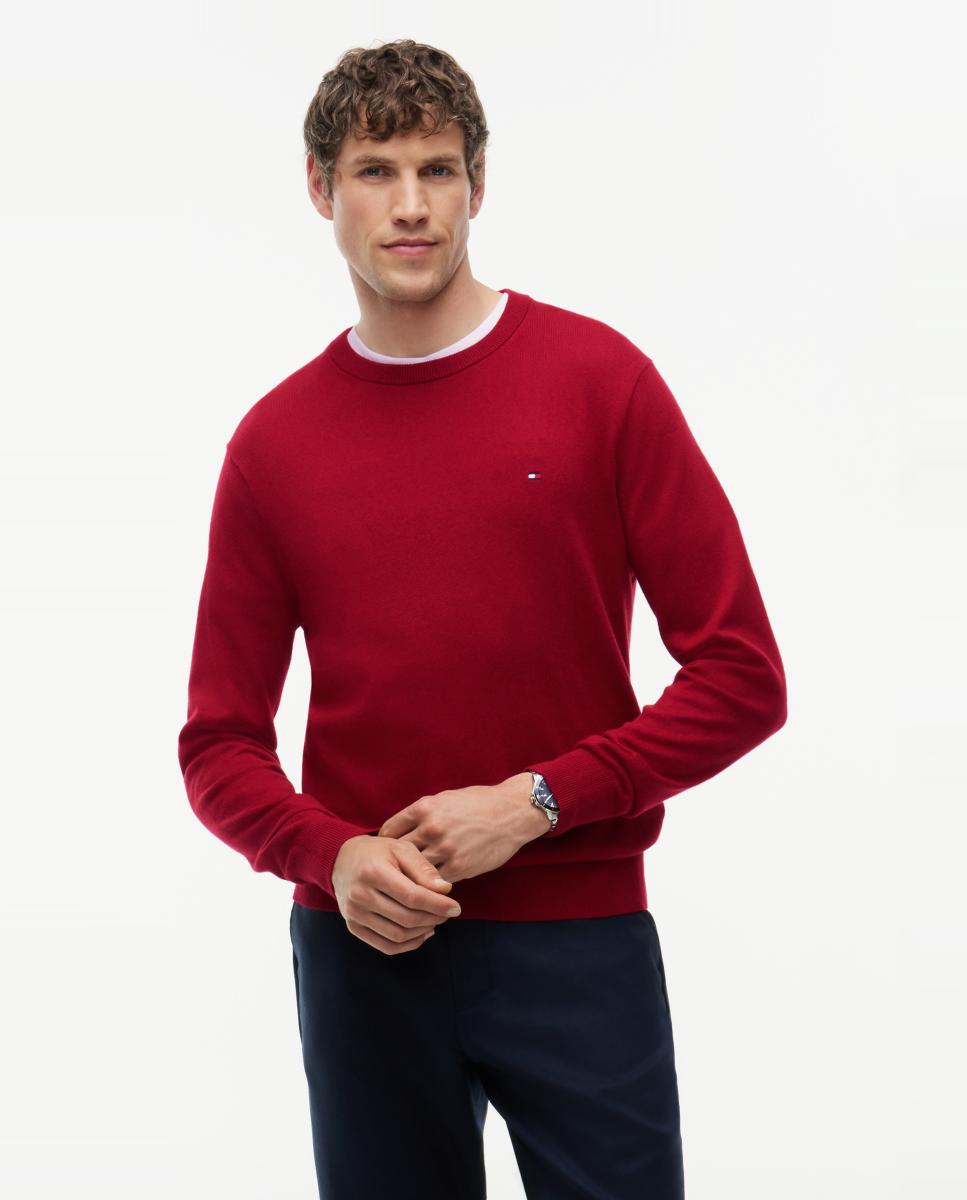 Jersey de caballero con cuello redondo estampado - Tommy Hilfiger - Rojo Rojo-1
