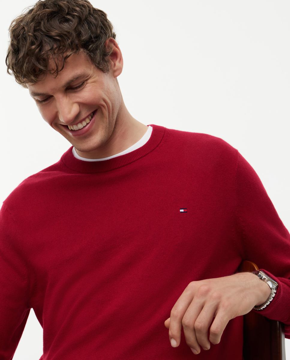 Jersey de caballero con cuello redondo estampado - Tommy Hilfiger - Rojo Rojo-3