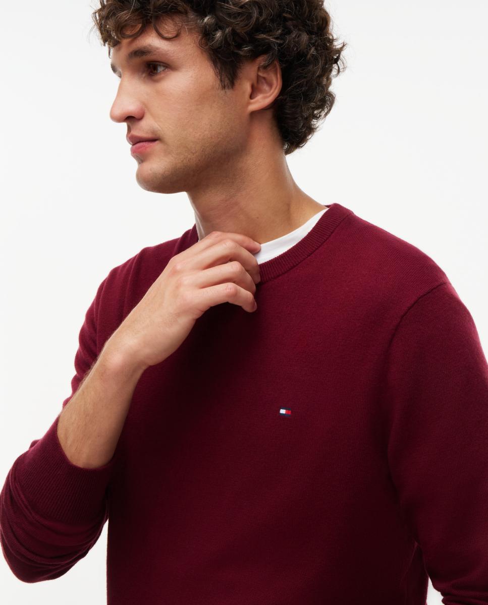 Jersey de caballero con cuello redondo estampado - Tommy Hilfiger - Verde oscuro Burdeos-4