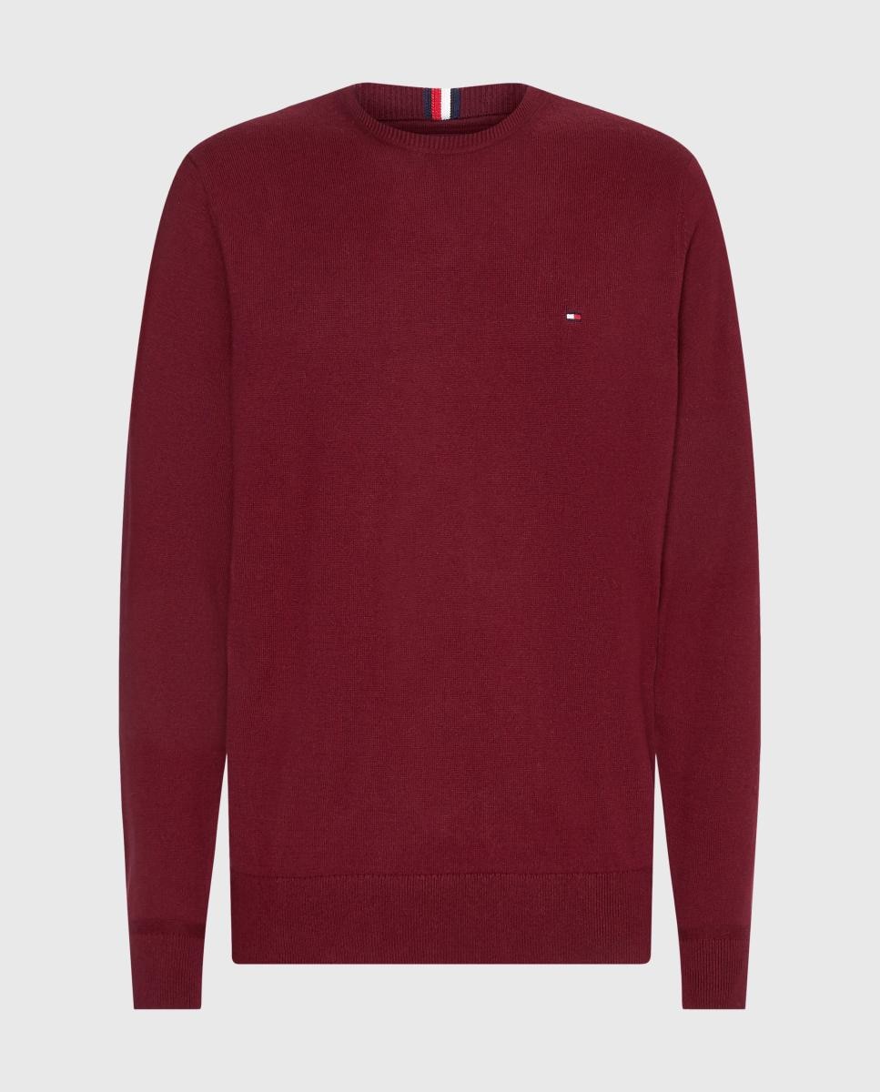Jersey de caballero con cuello redondo estampado - Tommy Hilfiger - Verde oscuro Burdeos-6