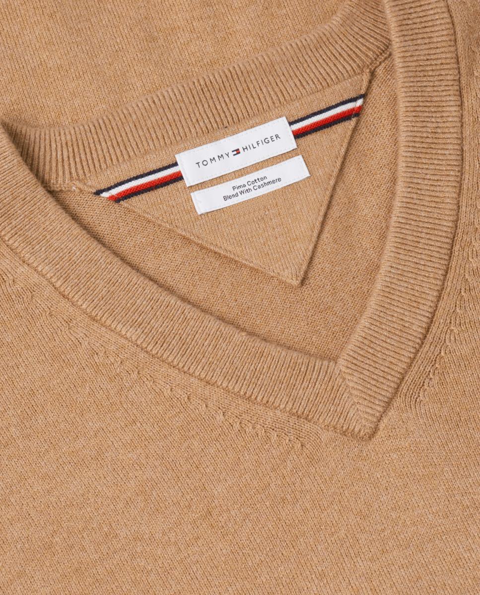 Jersey de caballero con cuello pico liso - Tommy Hilfiger - Beige Beige-4