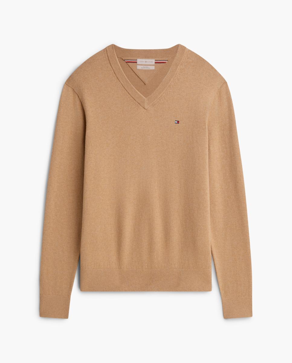 Jersey de caballero con cuello pico liso - Tommy Hilfiger - Beige Beige-5