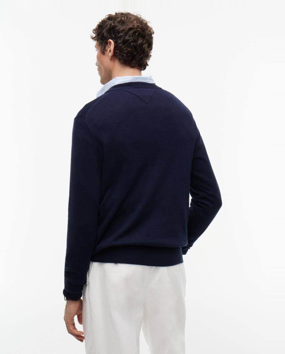 Jersey de caballero con cuello pico liso - Tommy Hilfiger - Azul marino Azul marino-2