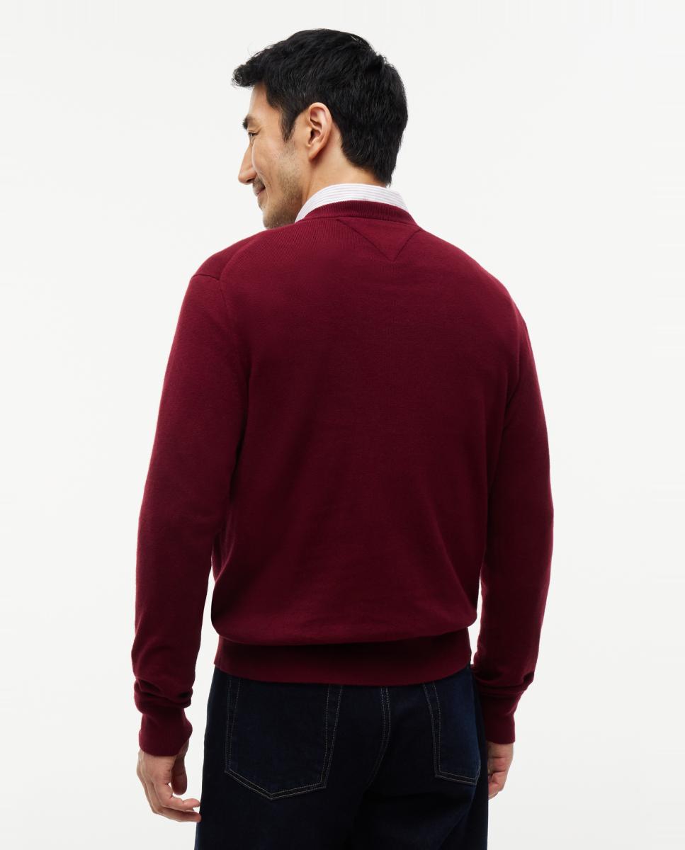 Jersey de caballero con cuello pico liso - Tommy Hilfiger - Burdeos Burdeos-2