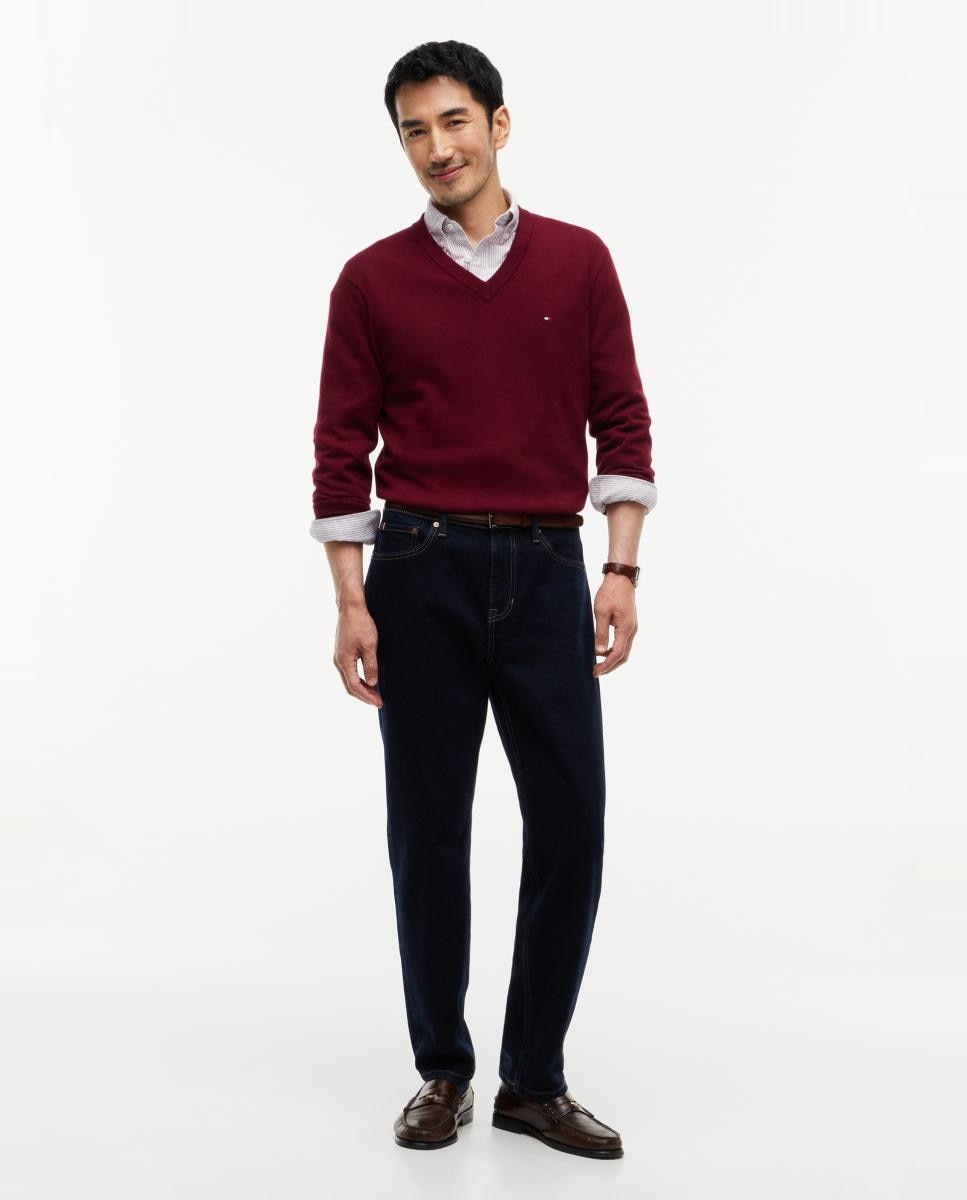 Jersey de caballero con cuello pico liso - Tommy Hilfiger - Burdeos Burdeos-5