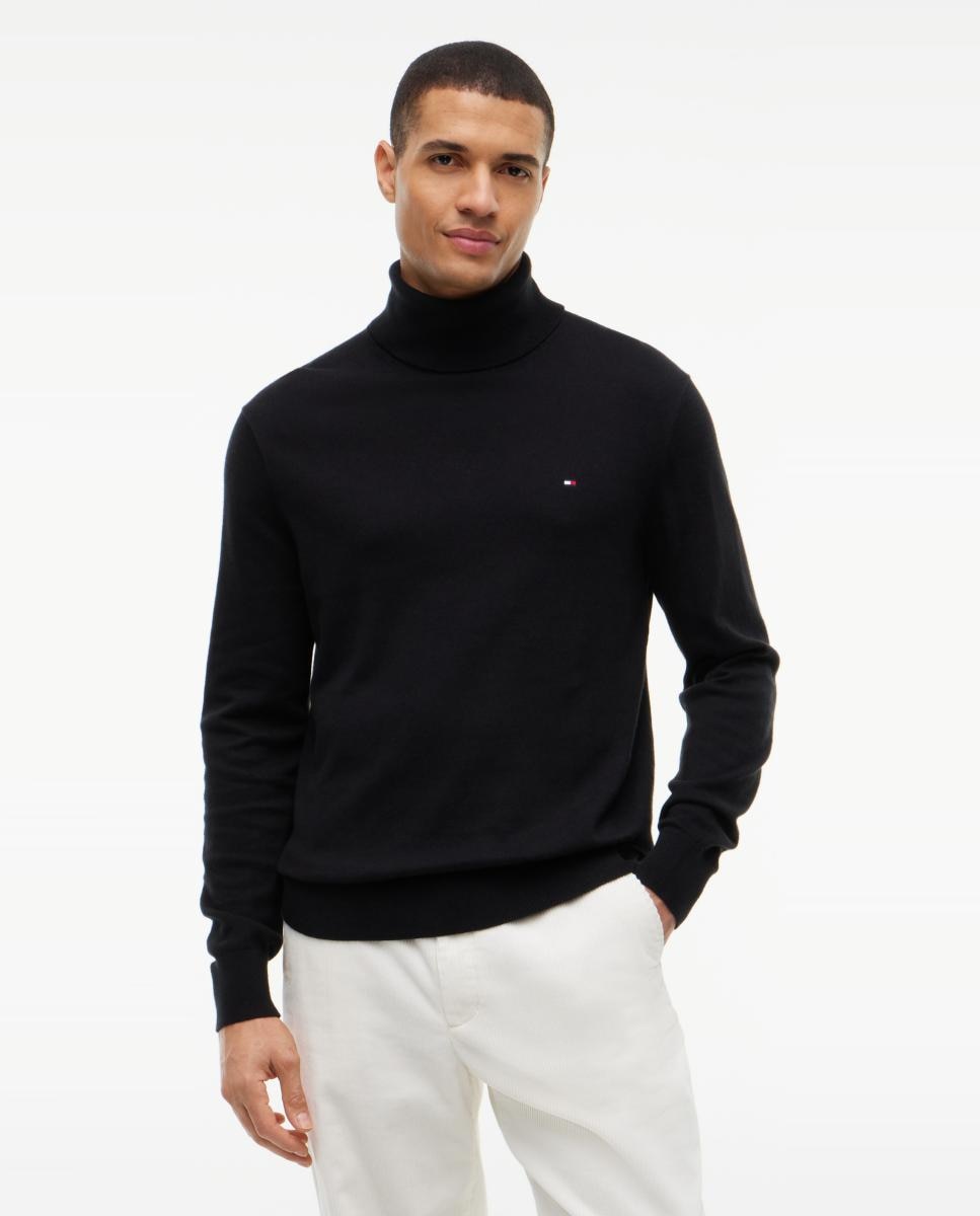 Jersey de caballero de cuello vuelto liso - Tommy Hilfiger - Negro Negro-1