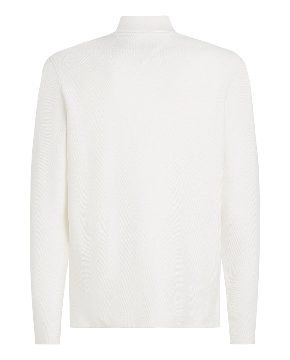 Polo de Manga Comprida com Padrão Espinha de Peixe Branco-2